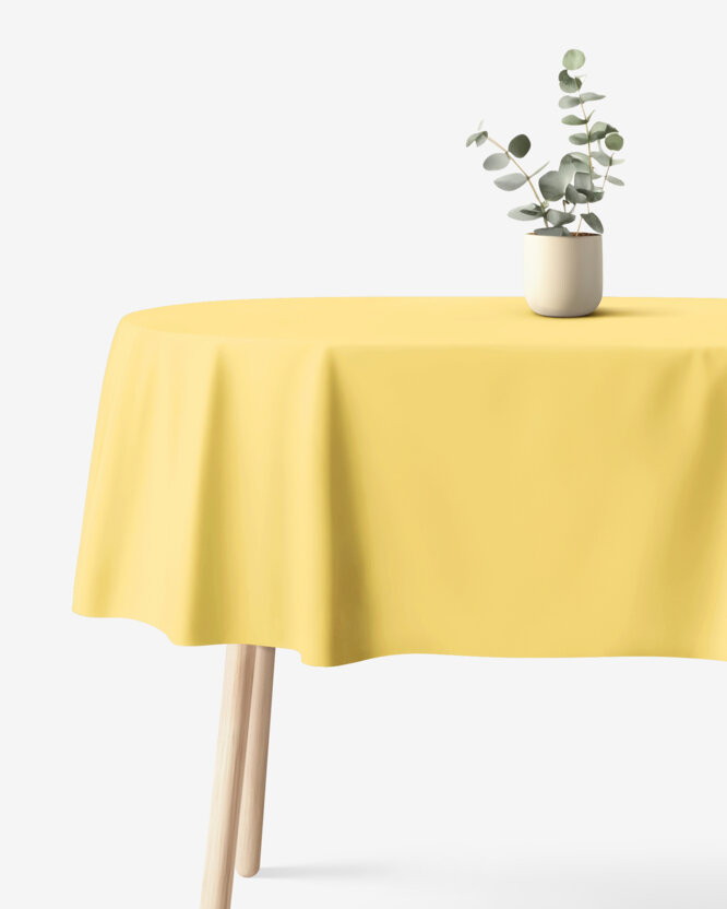 Ovale Tischdecke aus 100% Baumwolle - gelb