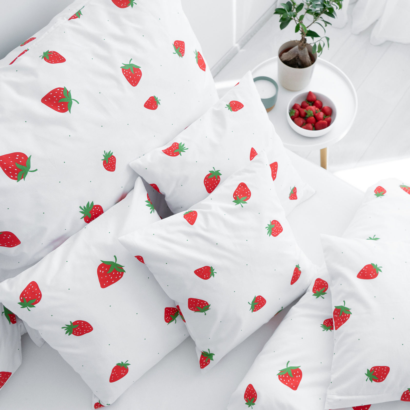 Bettwäsche aus Baumwolle - frische Erdbeeren