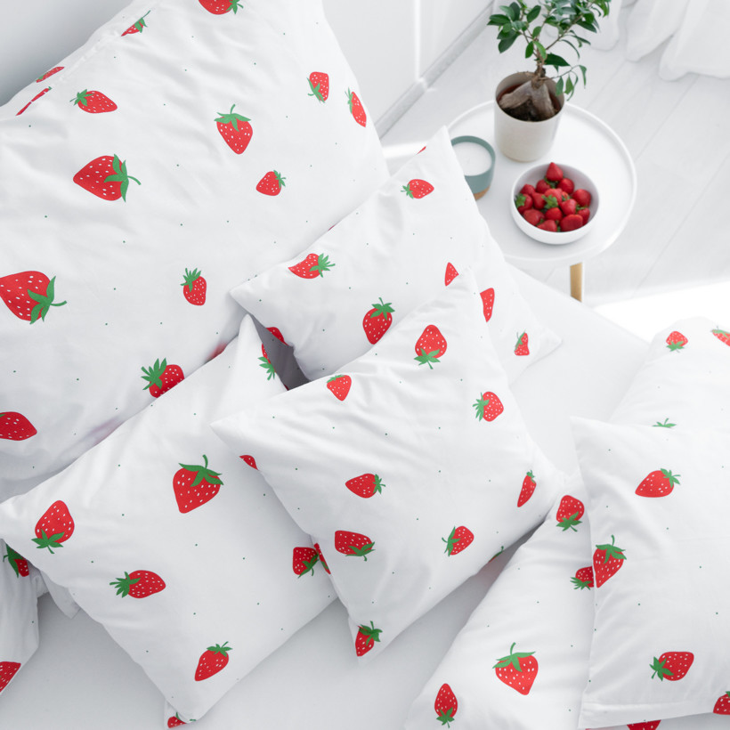 Bettwäsche aus Baumwolle - frische Erdbeeren