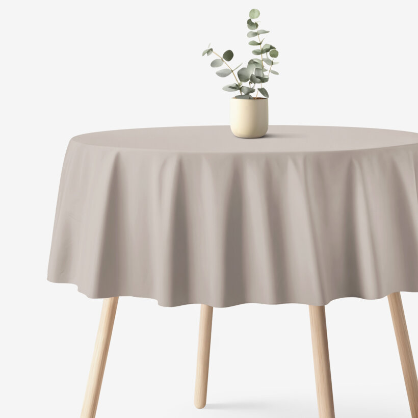 Runde Tischdecke 100% Baumwolle - graubraun