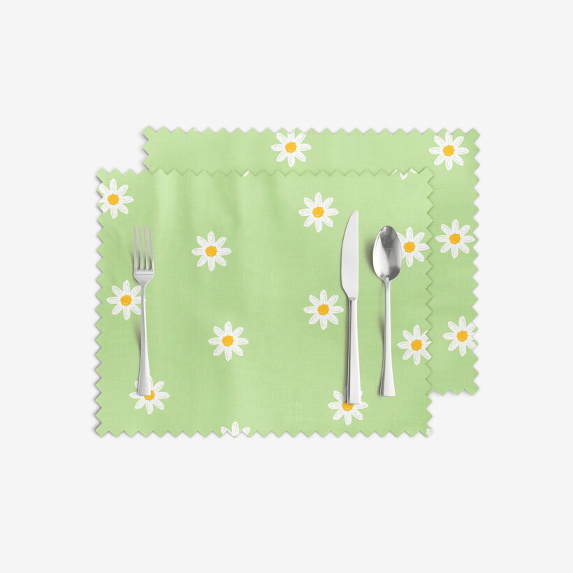 Tischset Teflon - Margeriten auf Grün - 2 Stück