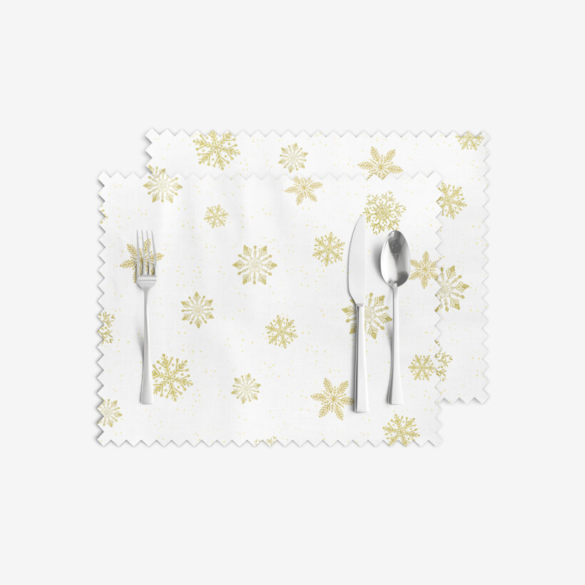 Weihnachtliches Teflon-Tischset - Goldene Schneeflocken - 2 Stück
