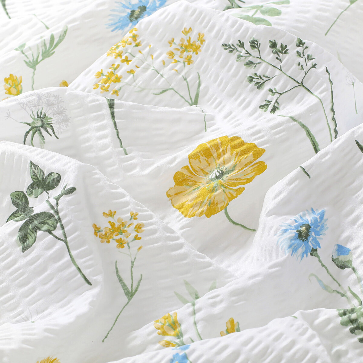 Seersucker Bettwäsche Duo - Sommerwiese mit gelb