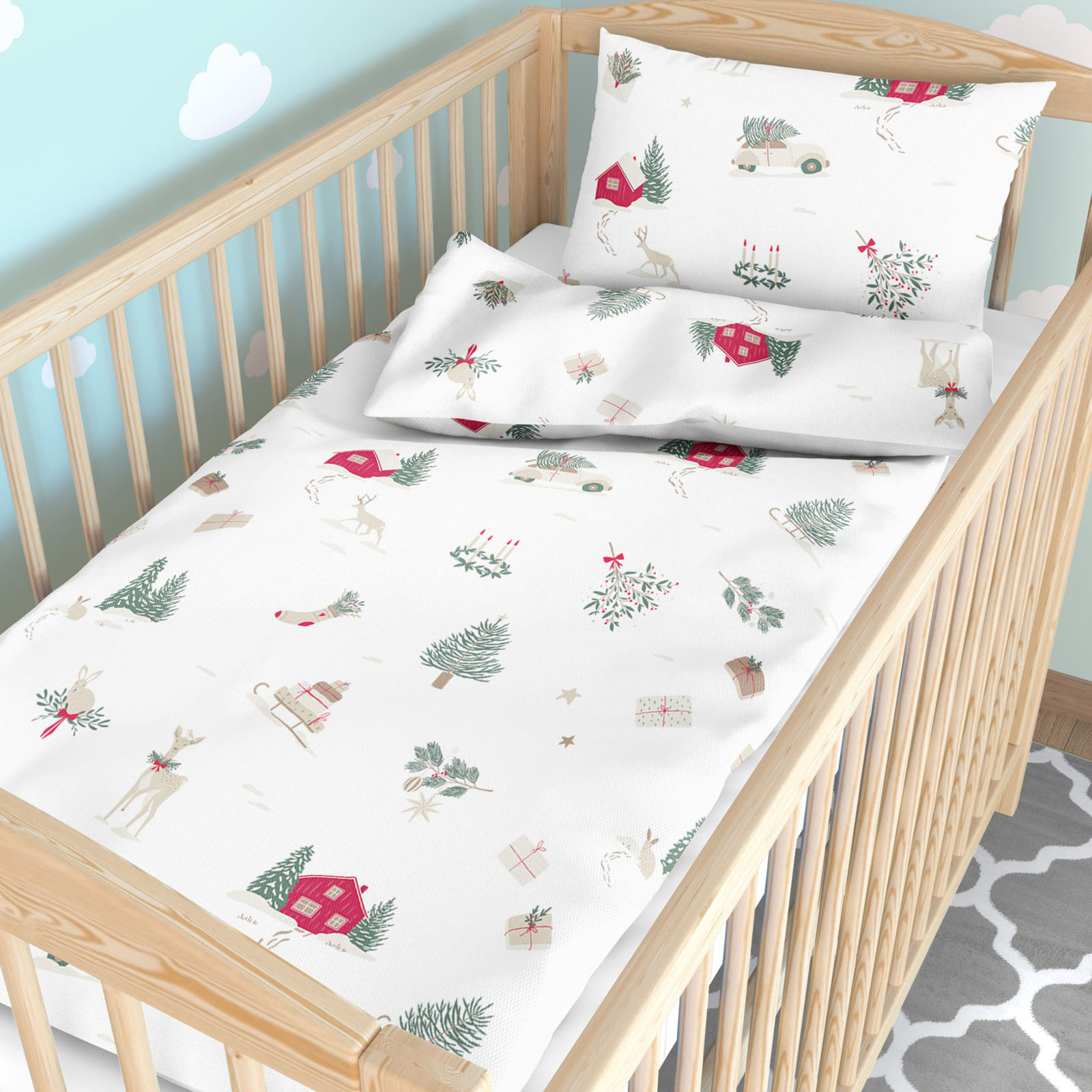 Weihnachtliche Bettwäsche für Babybetten aus Baumwolle - Traditionelle Weihnachten (Ausland)