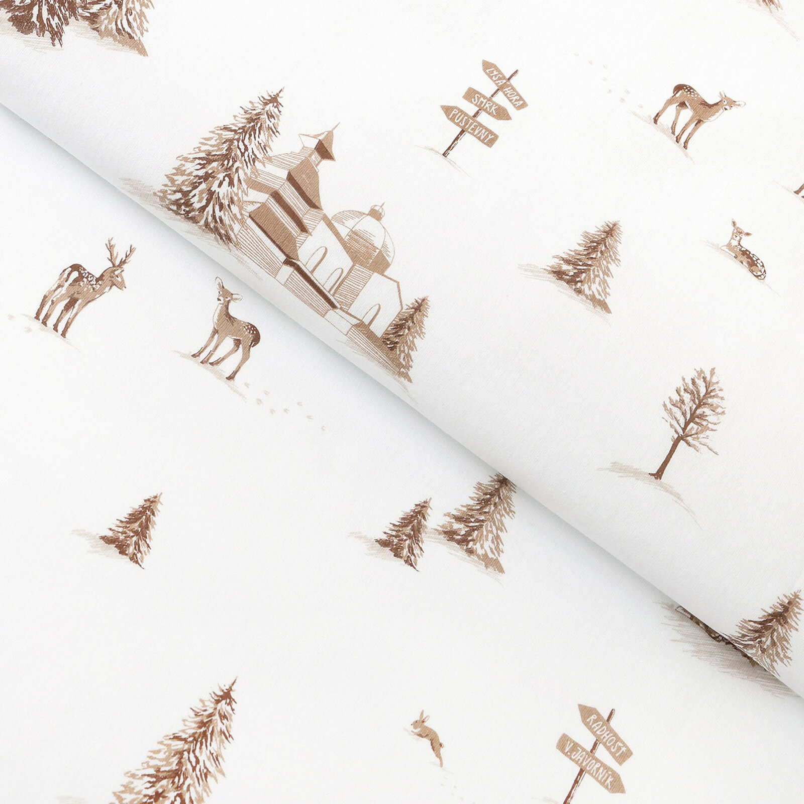 Weihnachtlicher Flanellstoff - Berge