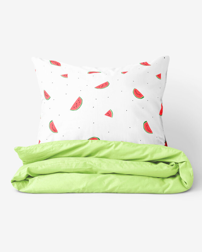 Bettwäsche aus Baumwolle Duo - Melone mit Frühlingsgrün