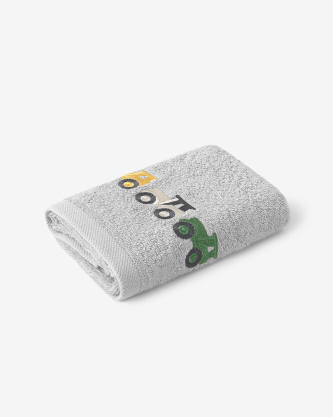 Kinder-Frottierhandtuch - Bunte Traktoren auf Grau