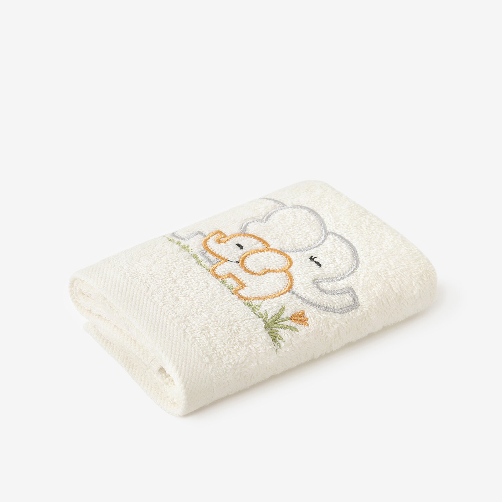 Kinder-Frottierhandtuch - Elefanten auf Creme