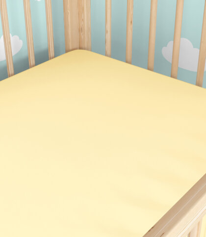 Spannbetttuch aus Baumwolle für Babybetten - Bananenfarbe