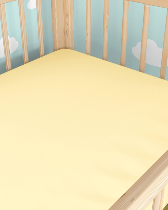 Spannbetttuch aus Baumwolle für Babybetten - Bananenfarbe