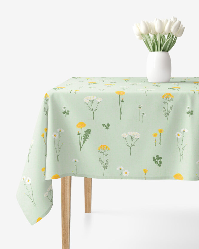 Eckige Tischdecke 100% Baumwolle - Grüne Wiese