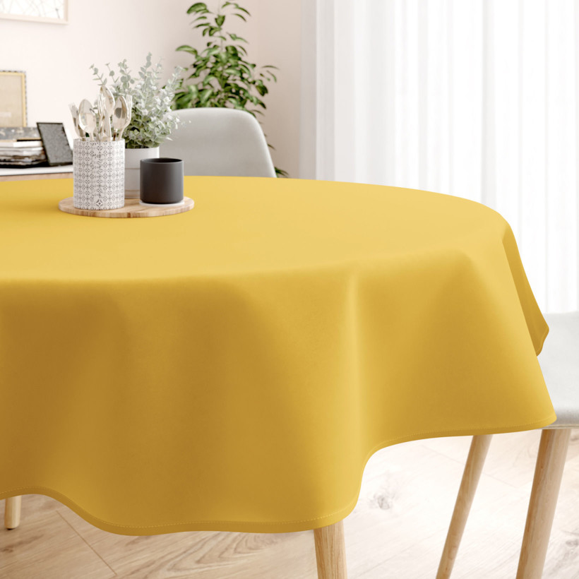 Runde Tischdecke 100% Baumwolle - honiggelb