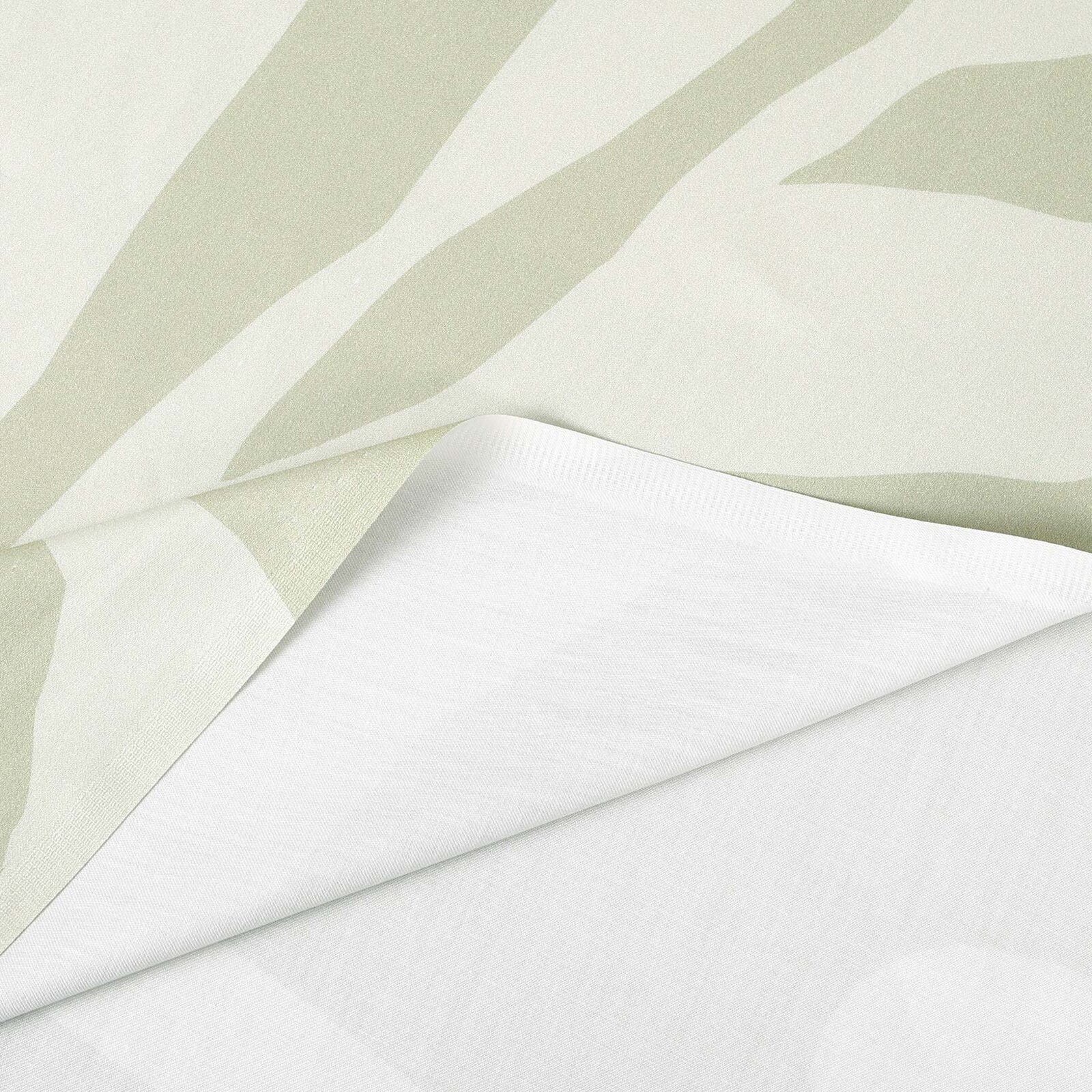 Mako-Satin - Abstrakte Blätter auf Pastellgrün