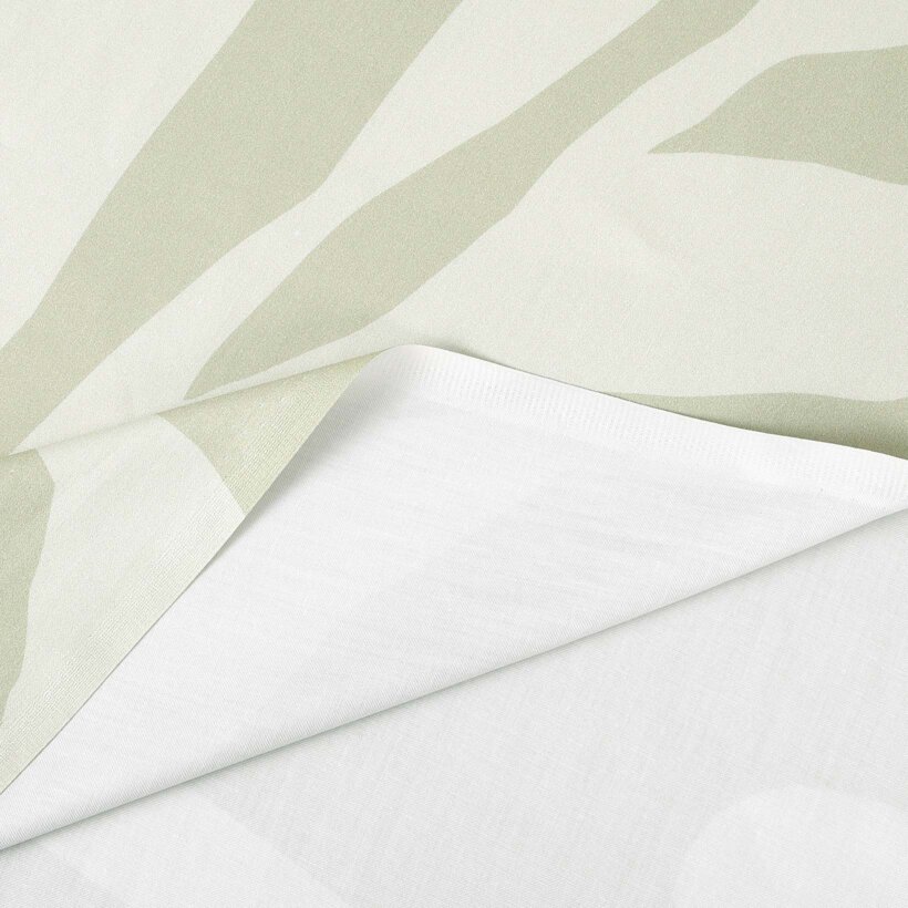 Mako-Satin - Abstrakte Blätter auf Pastellgrün