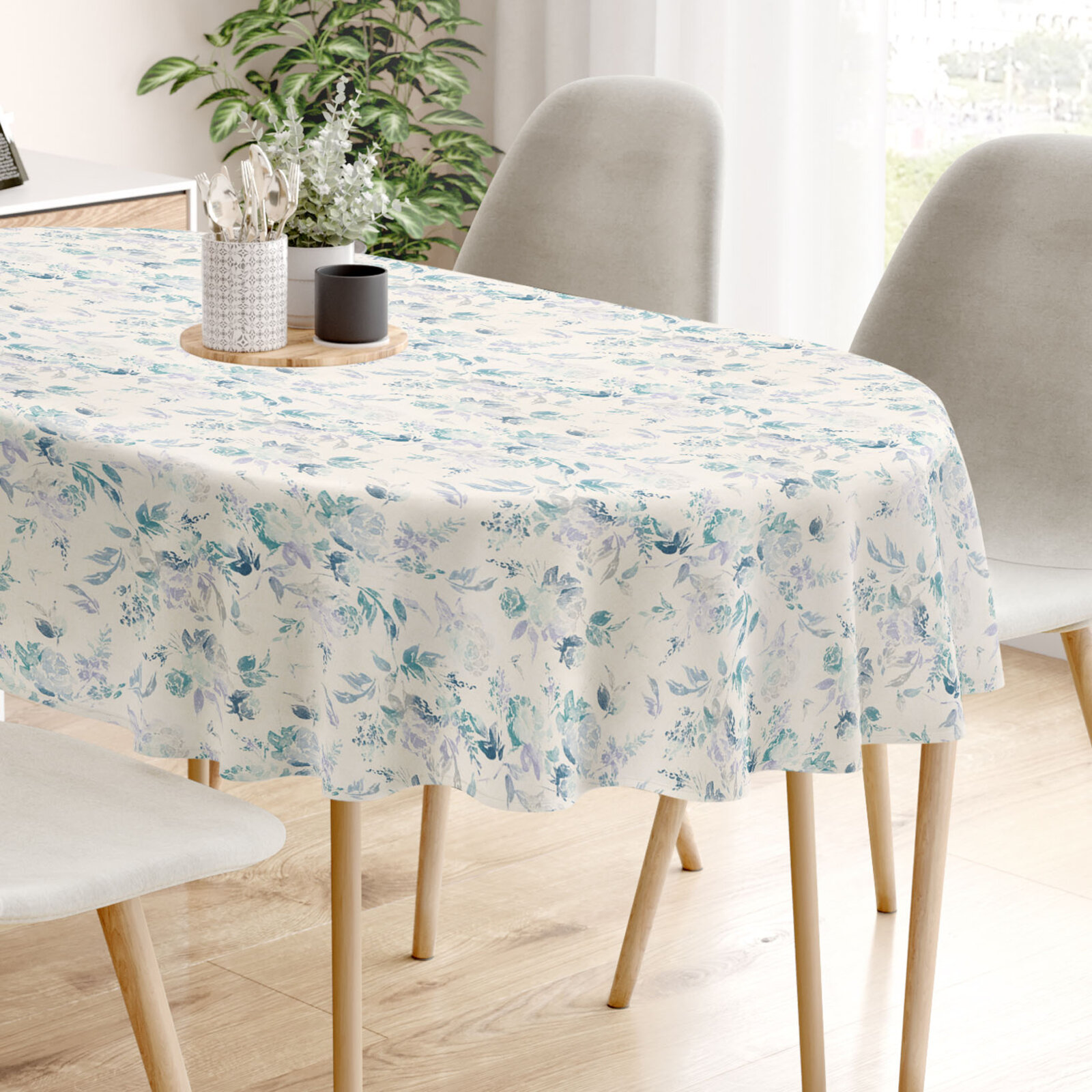Ovale Tischdecke Valencia - Pflanzenabdrücke