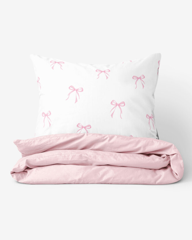 Bettwäsche aus Baumwolle Duo - rosa Schleifen mit Puderrosa