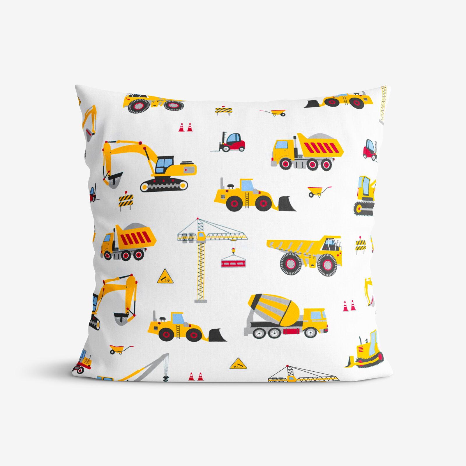 Kinder-Kissenbezug aus Baumwolle - Lastwagen und Bagger