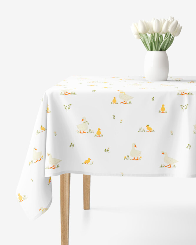 Ostern Eckige Tischdecke 100% Baumwolle - Enten