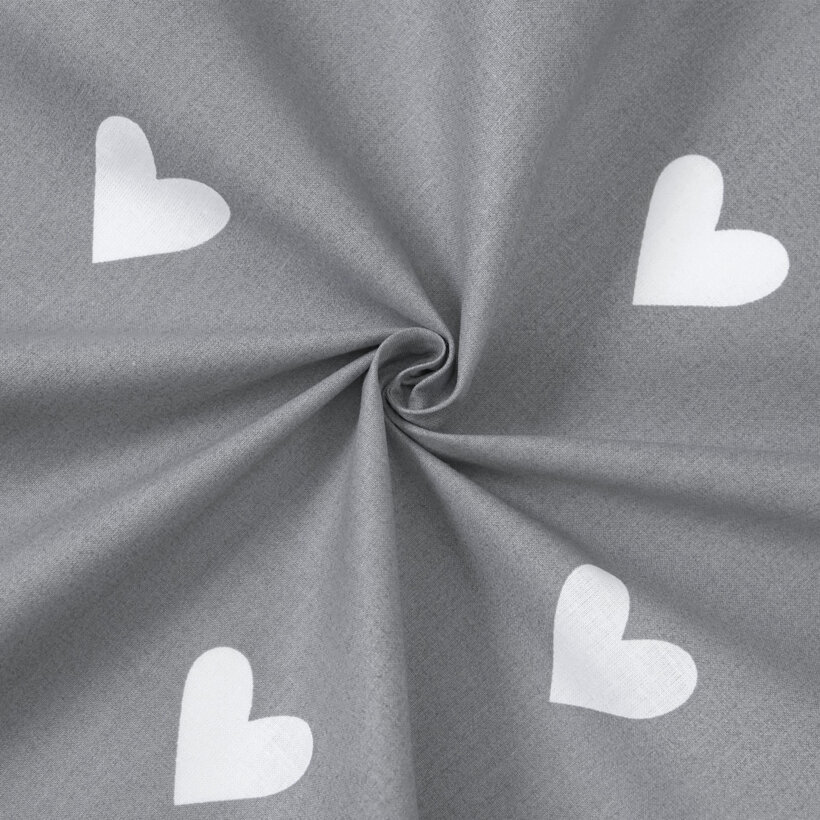 Baumwollstoff - Herzchen auf Grau