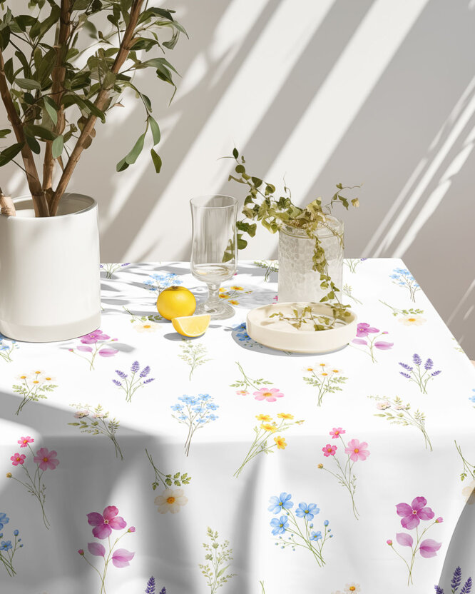 Eckige Teflon-Tischdecke - Blumengarten