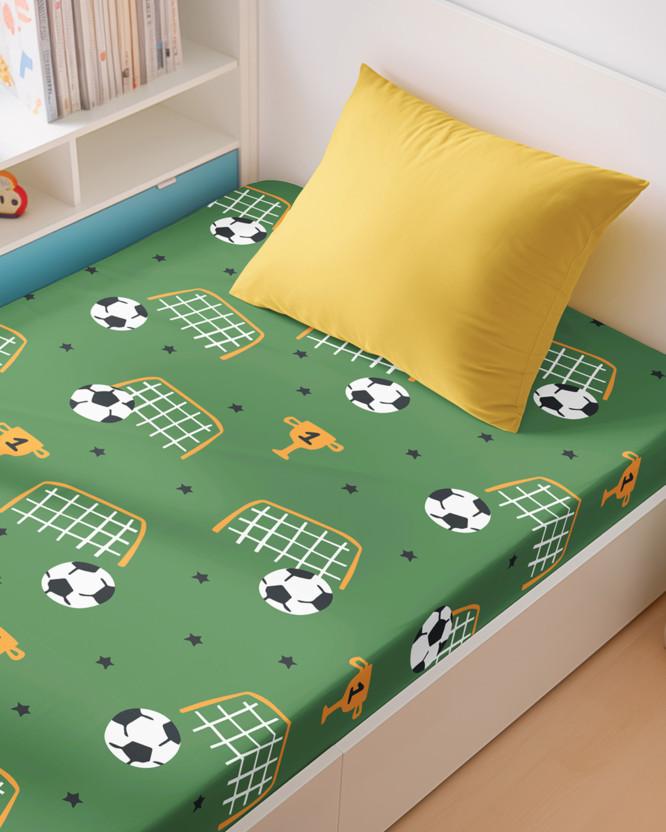 Kinder-Spannbetttuch aus Baumwolle - Fußballwelt