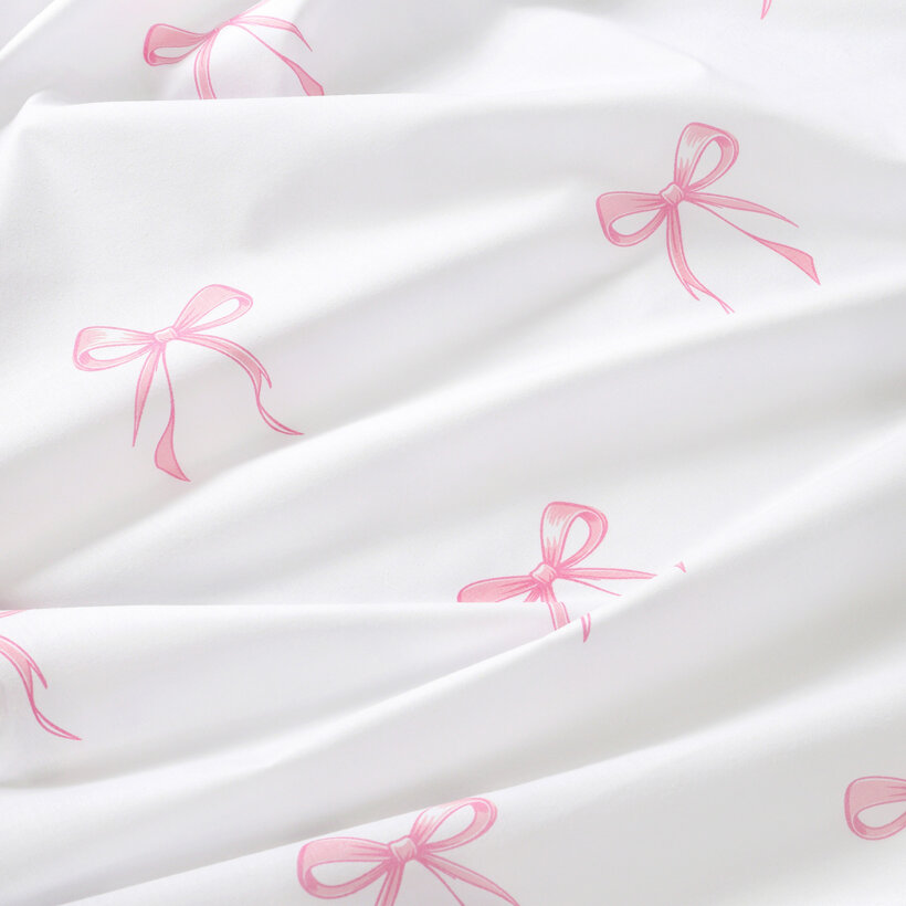 Vorhang aus Baumwolle Kindermotive - rosa Schleifen
