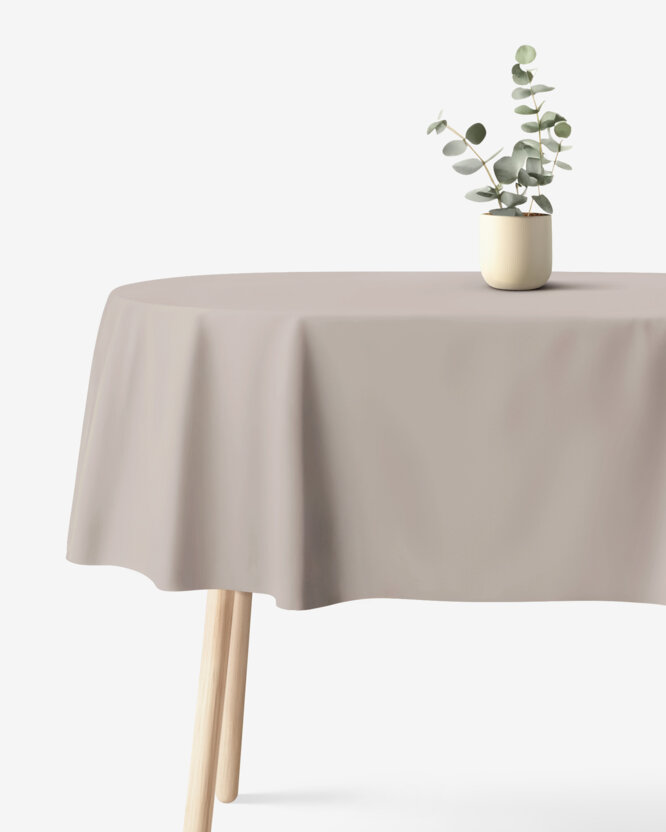 Ovale Tischdecke aus 100% Baumwolle - graubraun