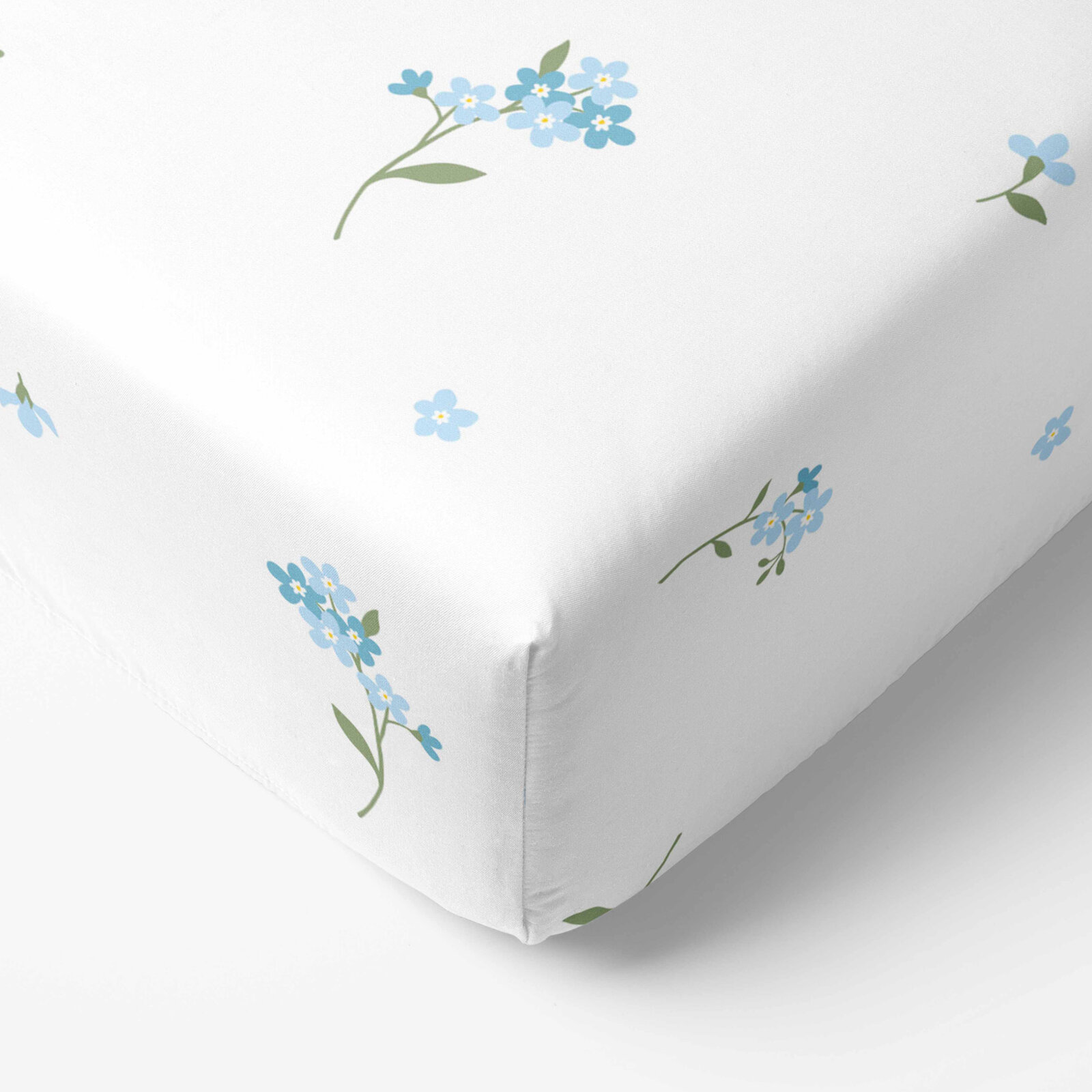 Spannbettlaken aus Baumwolle - Vergissmeinnicht