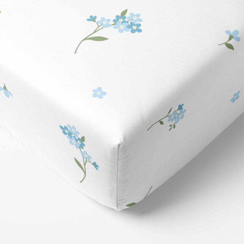 Spannbettlaken aus Baumwolle - Vergissmeinnicht