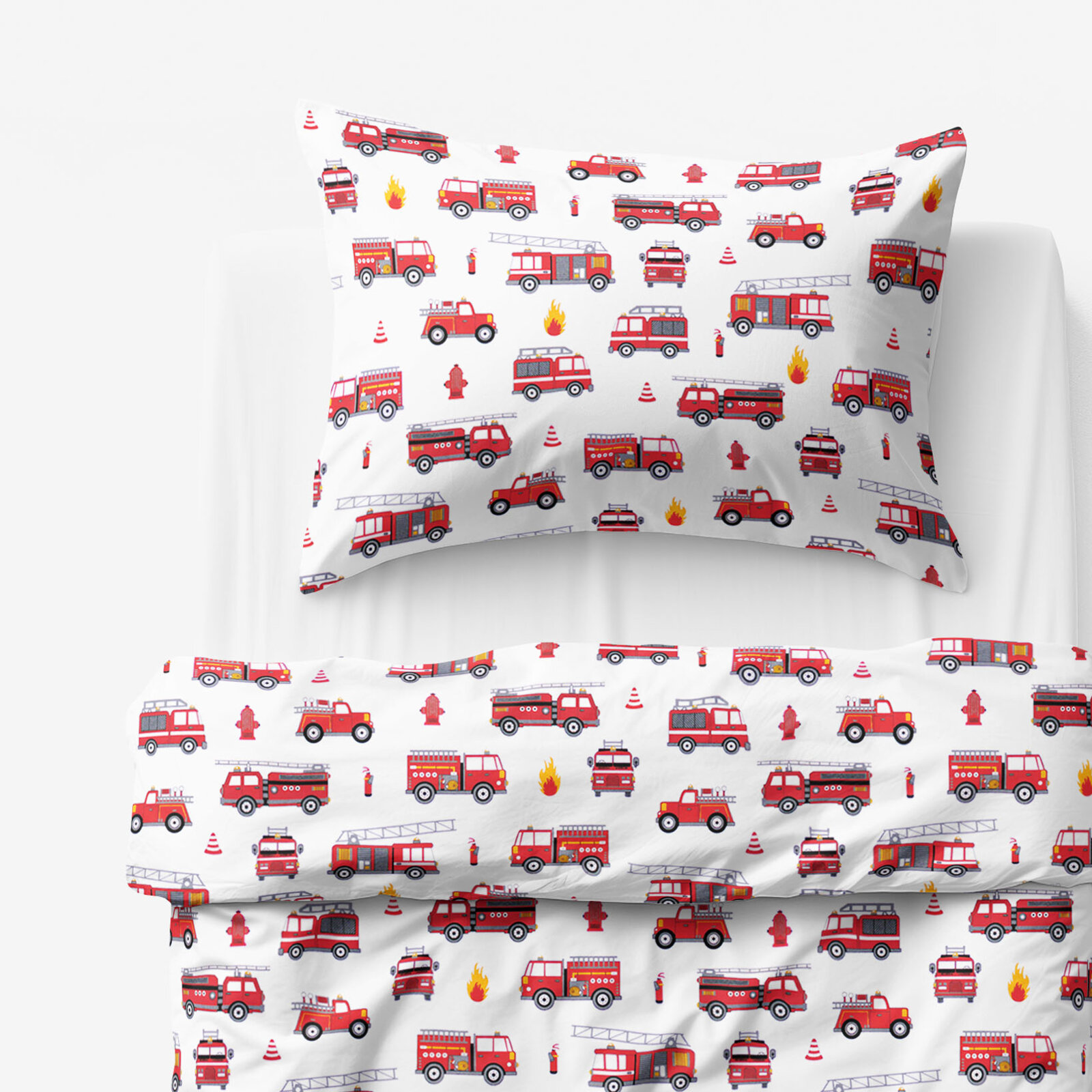 Kinder - Bettwäsche aus Baumwolle - Feuerwehrfahrzeuge