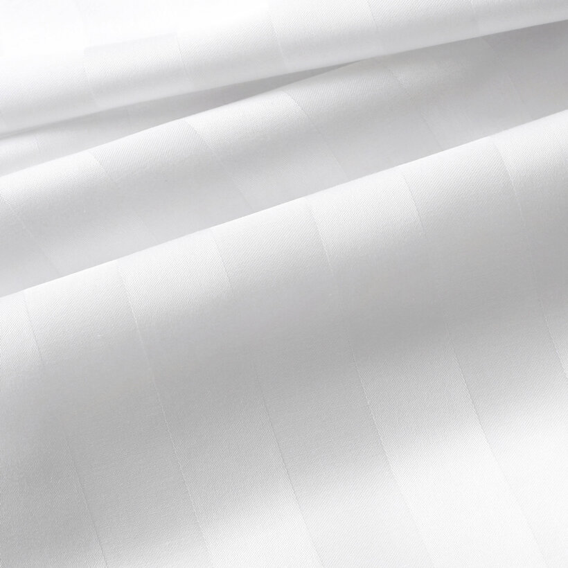 Festliche runde Damast-Tischdecke - weiße Streifen mit Satin-Glanz