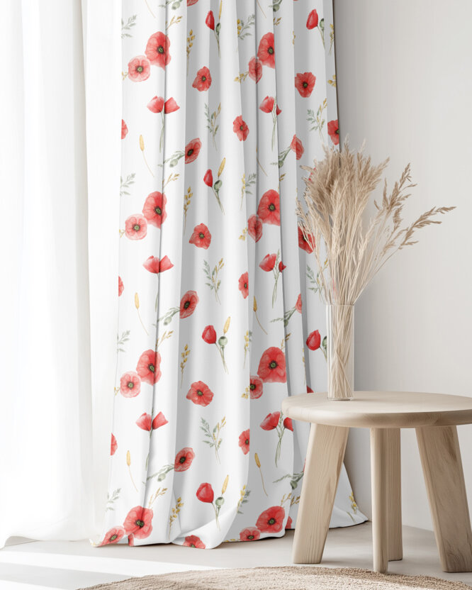 Dekorativer Vorhang – Mohnblumen