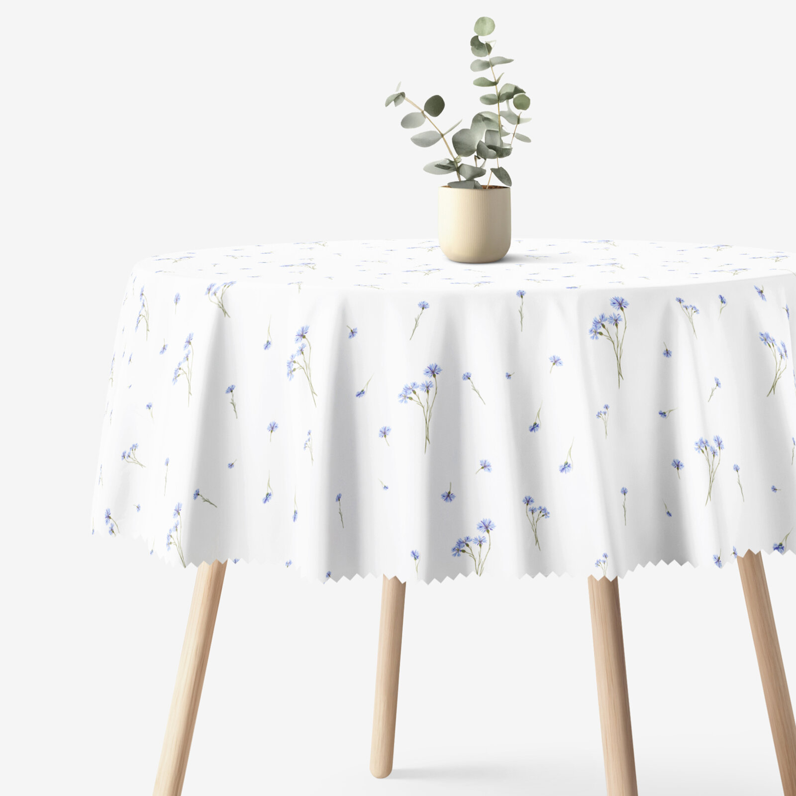 Runde Tischdecke Teflon - Blaue Kornblumen