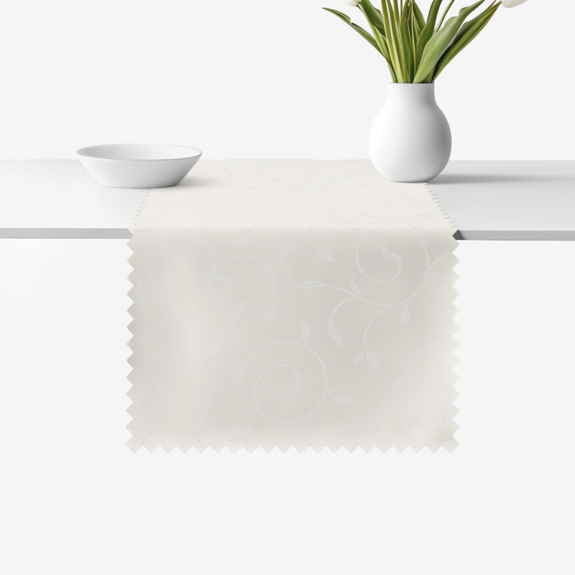 Festlicher Teflon-Tischläufer - creme mit großen Ornamenten