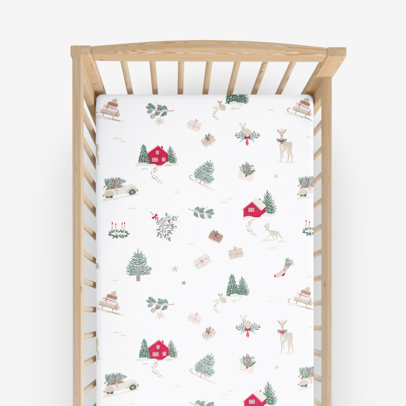 Weihnachtliches Spannbetttuch aus Baumwolle für Babybetten - Traditionelle Weihnachten (Ausland)