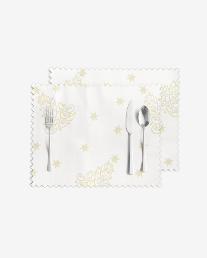 Weihnachtliches Tischset Teflon - Goldene Tannenbäume und Sterne - 2 Stück