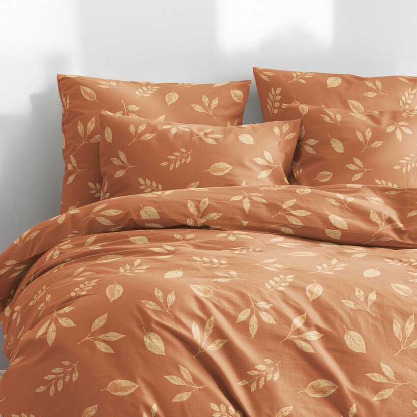 Bettwäsche aus Baumwolle - Orange Herbstblätter
