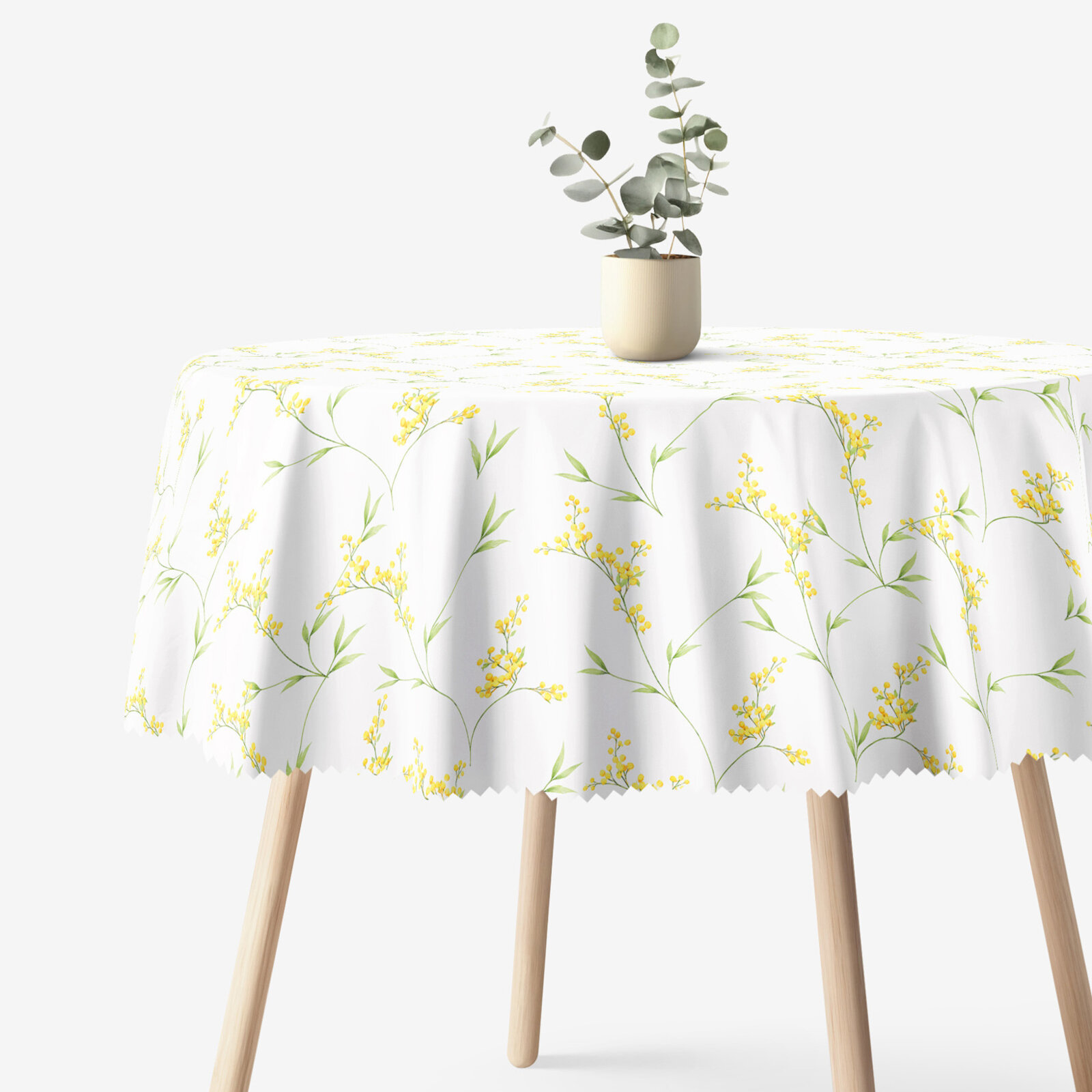 Runde Tischdecke Teflon - Mimosenblüten