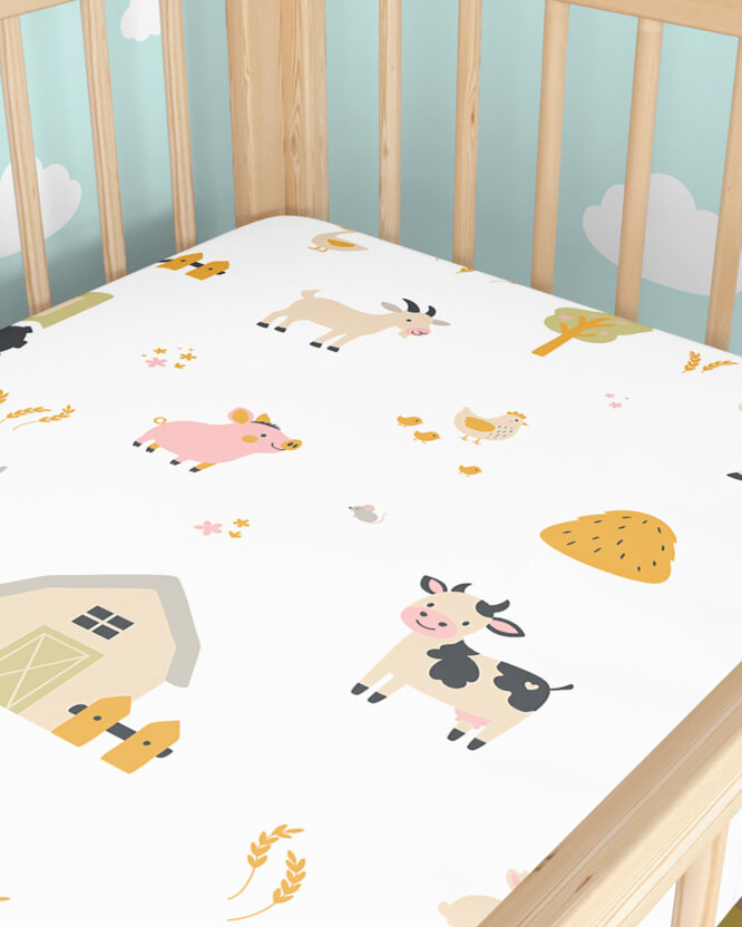 Spannbetttuch aus Baumwolle für Babybetten - Leben auf dem Bauernhof