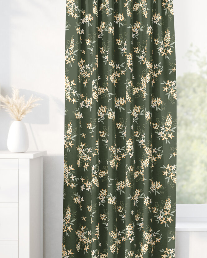 Vorhang aus Baumwolle - apricotfarbene Blumen