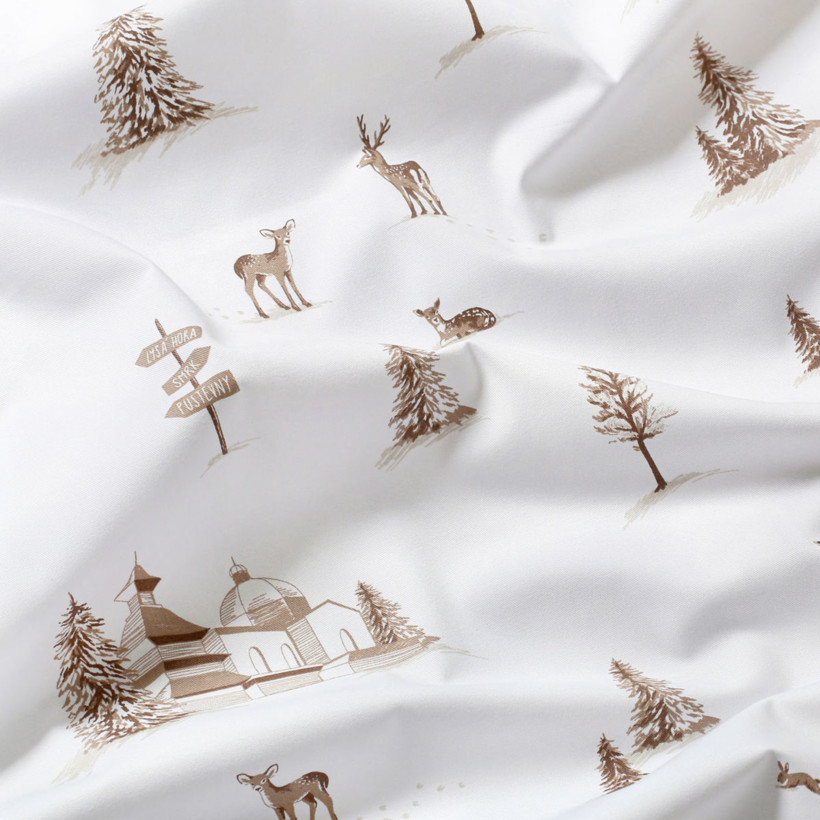 Weihnachtliche runde Tischdecke 100% Baumwollköper - Berge
