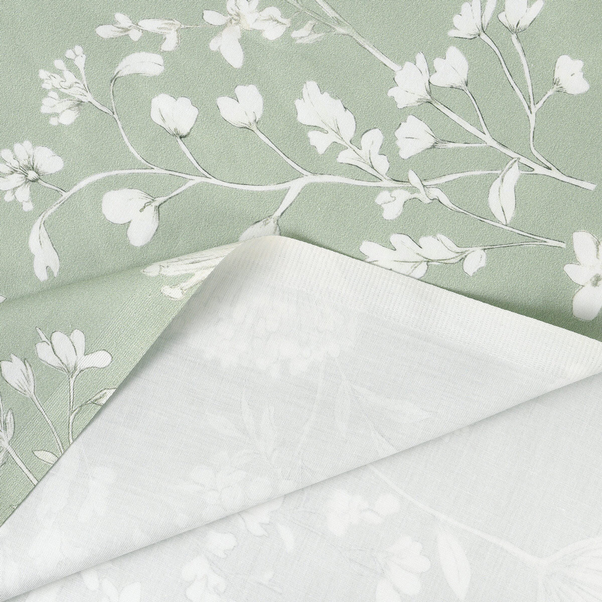Mako-Satin - Wiesenblumen auf Salbeigrün