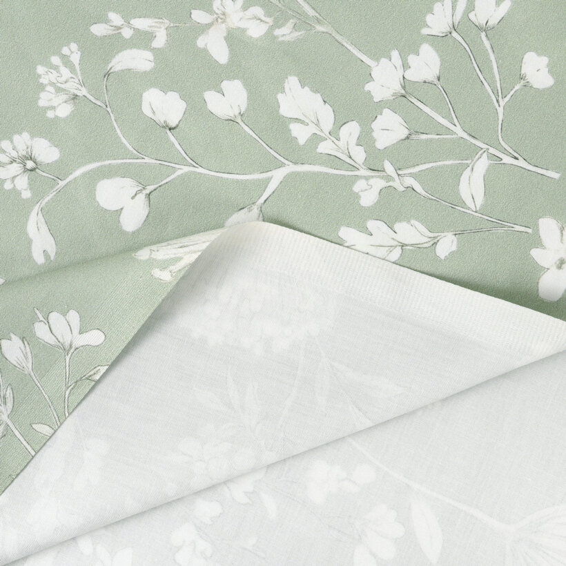 Mako-Satin - Wiesenblumen auf Salbeigrün
