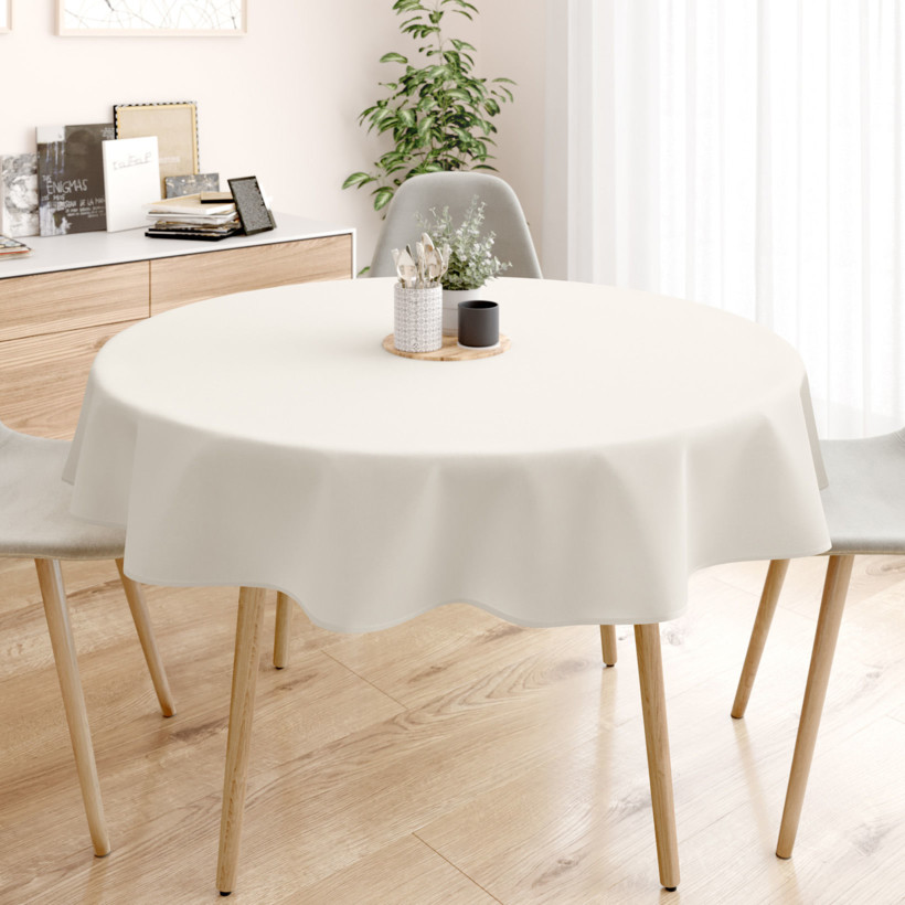 Runde Tischdecke 100% Baumwolle - elfenbein