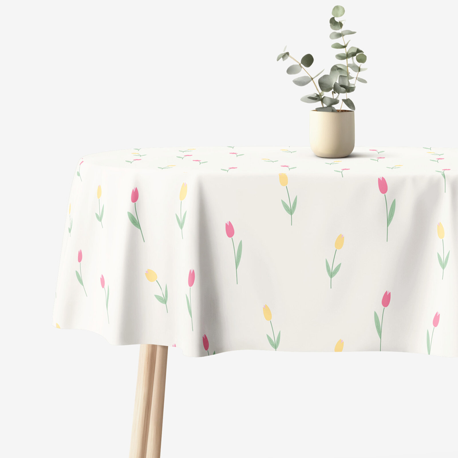 Ovale Tischdecke aus 100% Baumwolle - Tulpen