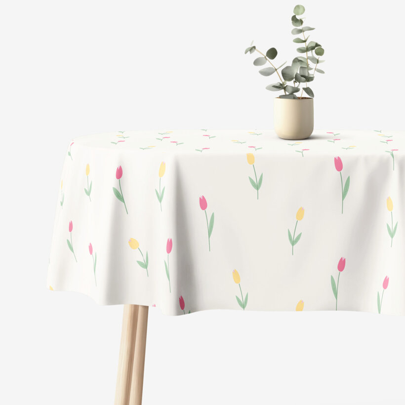 Ovale Tischdecke aus 100% Baumwolle - Tulpen
