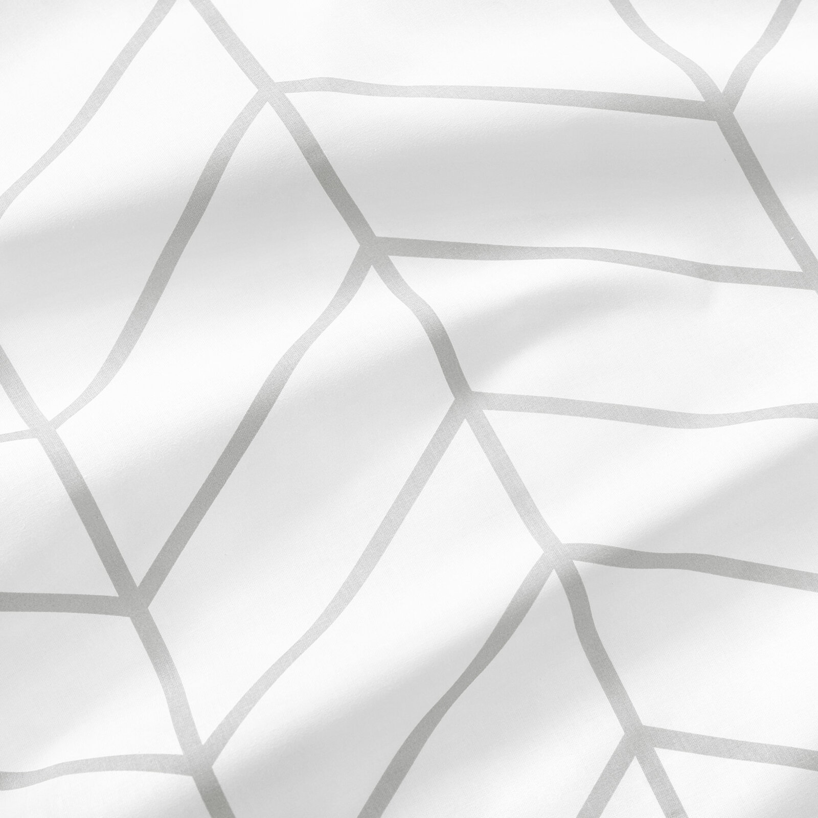 Bettwäsche aus Baumwolle - Weißes und graues Zickzack