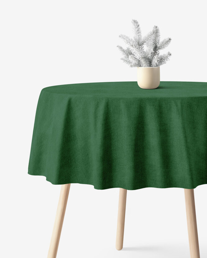 Weihnachtliche runde Tischdecke Malaga - dunkelgrün