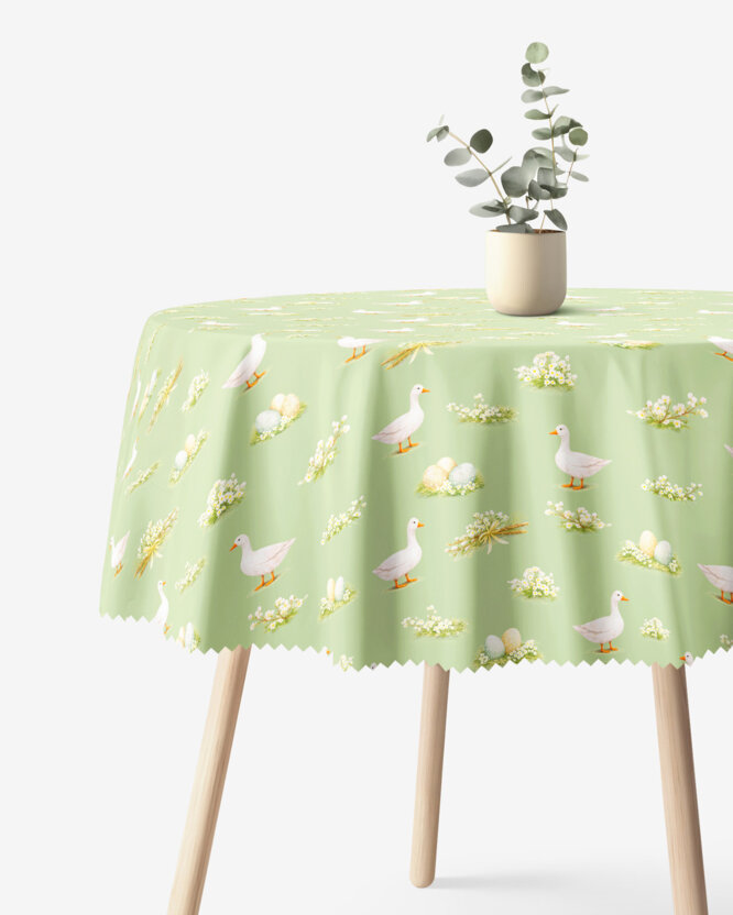 Ostern Runde Tischdecke Teflon - Gänse und Ostereier