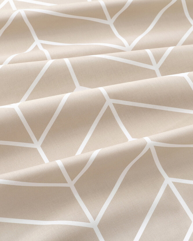 Baumwollstoff - Weißer Zickzack auf Beige